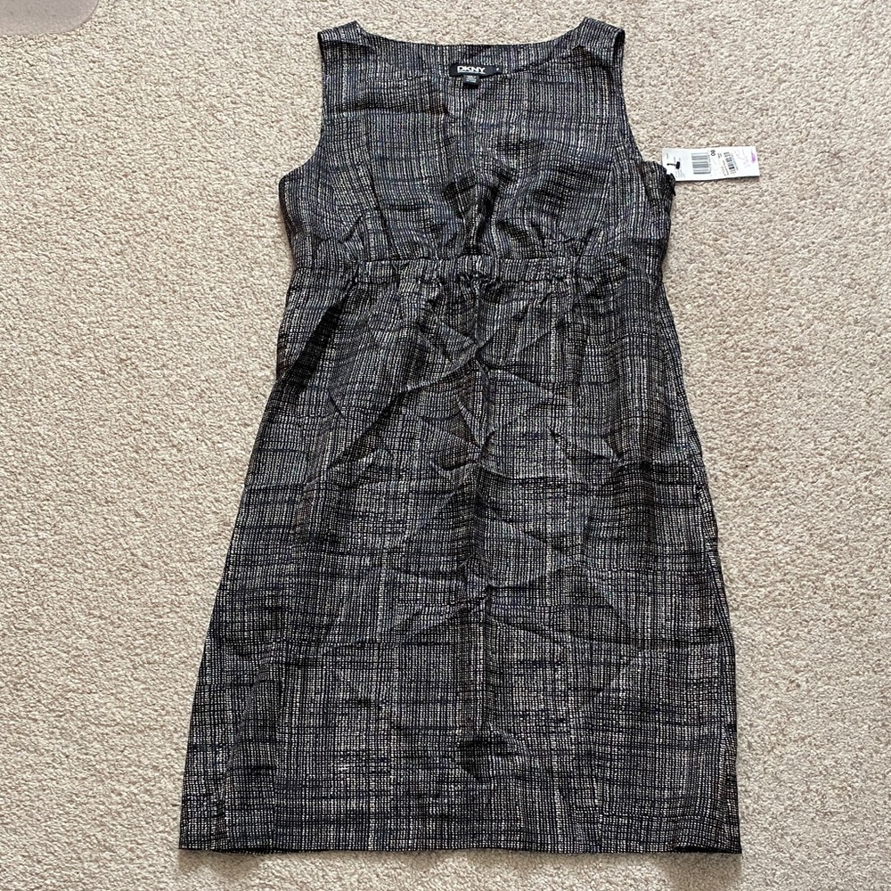DKNY Black and Gray Midi Dress